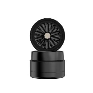 Flower Mill Next Gen Premium 2.5" Black Grinder – Aluminium anodisiert schwarz, Draufsicht