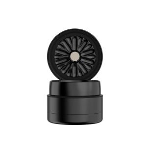 Flower Mill Next Gen Premium 2.5" Black Grinder – Aluminium anodisiert schwarz, Draufsicht
