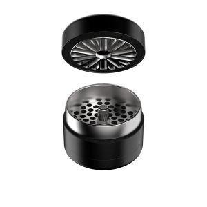 Flower Mill Next Gen Premium 2.5" Grinder – schwarzer Edelstahl, gleichmäßiges und müheloses Mahlen.