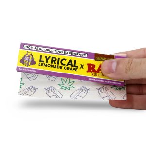 RAW x Lyrical Lemonade Grape King Size Wide – Rollblättchen aus organischem Hanf, Trauben-Zitronade-Aroma, 110 × 55 mm